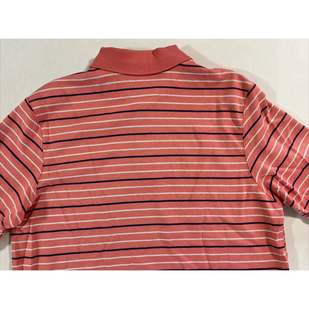 Lands' End Polo Shirt Pink W/Navy & White Stripes Mens SZ Large Classic Preppy - Picture 16 of 16